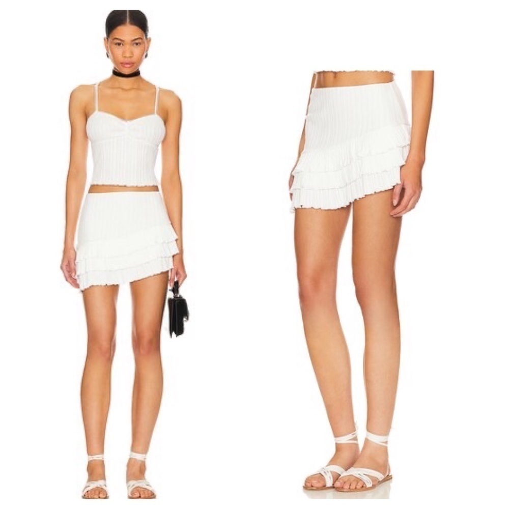 New! Majorelle 'Isadora' White  Asymmetric Mini Ruffled Skirt Size 🤍 Small NWT! - Picture 2 of 11